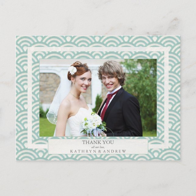 Carte Postale Japonais Seigaiha Mariage Merci / Photo personnali (Devant)