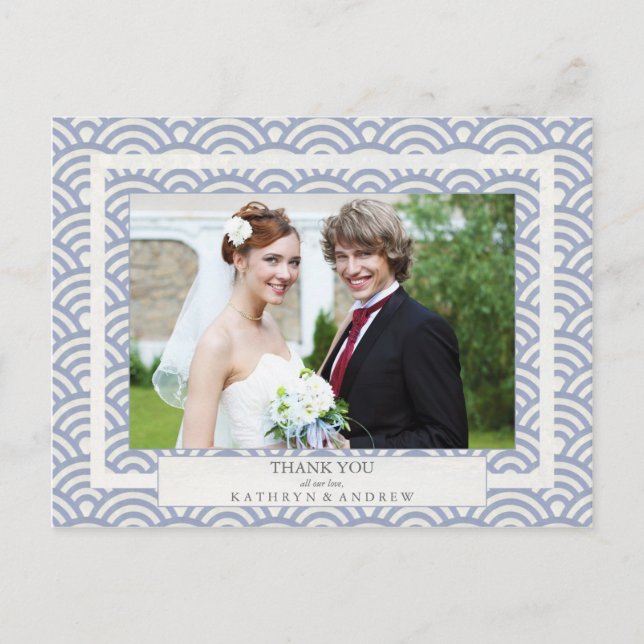 Carte Postale Japonais Seigaiha Mariage Merci / Photo personnali (Devant)