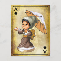 Japonaise avec parapluie dans la neige