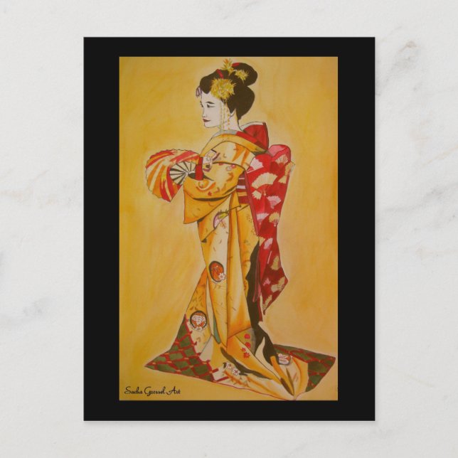 Carte postale japonaise Geisha K par Sacha Grossel (Devant)