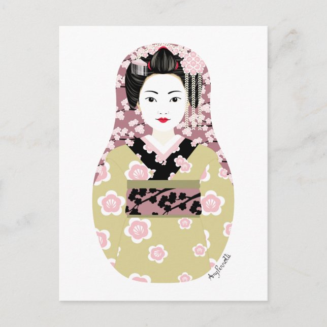 Carte postale japonaise Geisha Matryoshka (Devant)