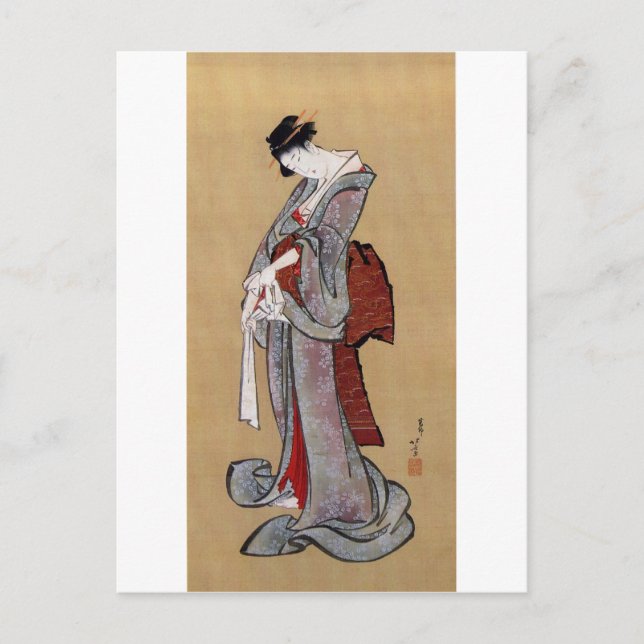 Carte Postale Japonaise Geisha Woman, Hokusai, Ukiyo-e (Devant)
