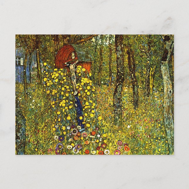 Carte Postale Jardin agricole avec Crucifix par Gustav Klimt (Devant)