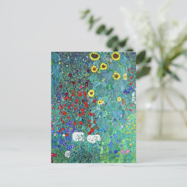 Carte Postale Jardin agricole avec tournesol par Gustav Klimt (Debout devant)