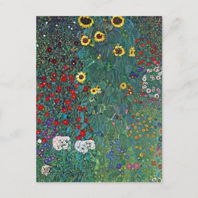 Carte Postale Jardin agricole avec tournesol par Klimt, Fleurs V (Devant)