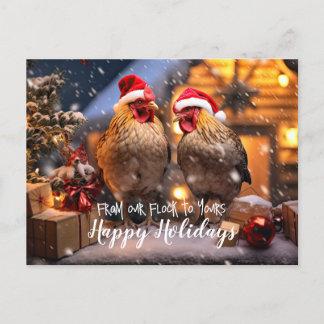 Carte Postale Jardin amusant poulets Noël Joyeux jours fériés