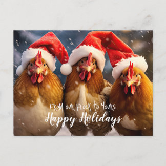 Carte Postale Jardin amusant poulets Noël Joyeux jours fériés