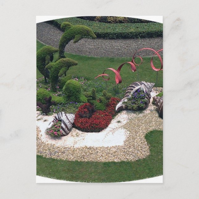 Carte Postale Jardin avec dauphins (Devant)