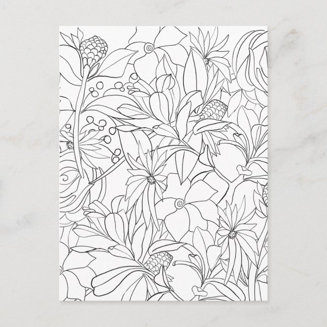 Carte Postale Jardin blanc noir floral (Devant)