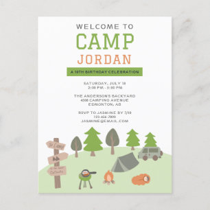 Carte Postale Jardin Camping Anniversaire sous les étoiles En pl
