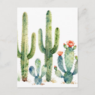 Carte Postale Jardin de cactus du désert à l'aquarelle