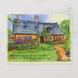 Carte Postale Jardin de cottage anglais pittoresque à l'aquarell