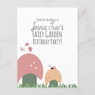 Carte Postale Jardin de Fées Champignons Coccinelles Papillons 