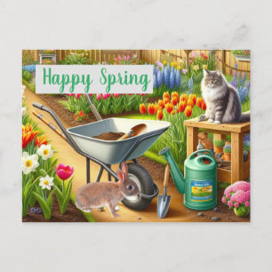 Carte Postale Jardin de fleurs printanières Tulipes
