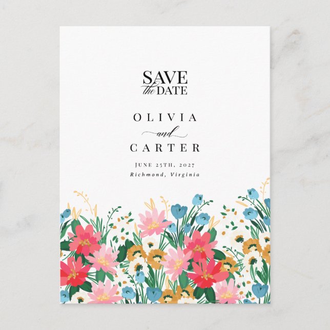 Carte Postale Jardin de fleurs sauvages Mariage Photo Enregistre (Devant)