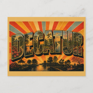 Carte Postale Jardin de la rivière de Decatur Alabama Art Vintag