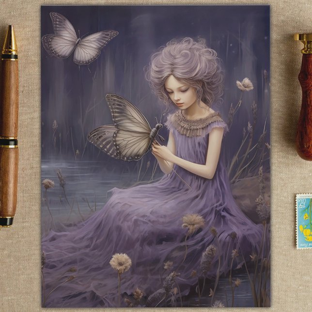 Carte Postale Jardin de Whispers Fée Violet, Découpage (Créateur téléchargé)