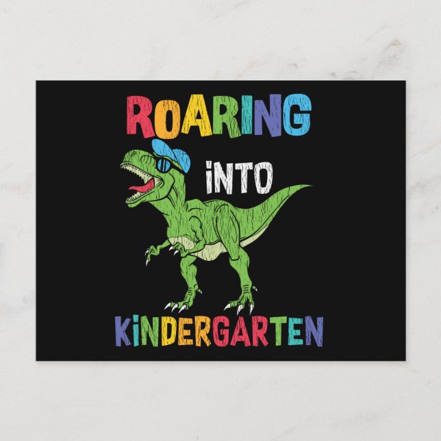 Carte Postale Jardin d'enfants en ruines école T rex Dinosaur (Devant)