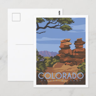 Carte Postale Jardin des Dieux Colorado Lieu de voyage Illustrat