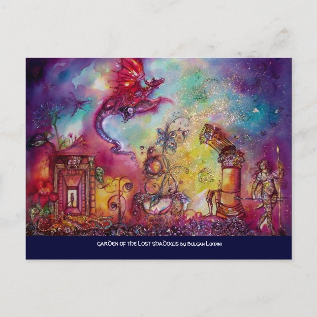 CARTE POSTALE JARDIN DES OMBRES PERDUES, DRAGON ROUGE VOL (Devant)