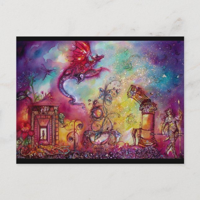CARTE POSTALE JARDIN DES OMBRES PERDUES - DRAGON ROUGE VOL (Devant)