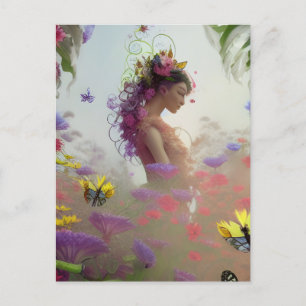 Carte Postale Jardin des papillons IA généré