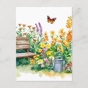 Carte Postale Jardin d'été avec papillons