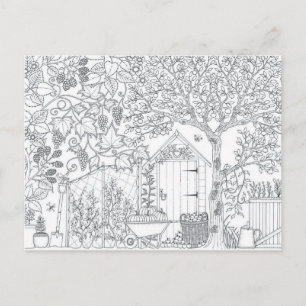 Carte Postale jardin deux côtés pour adulte coloriage cadeau car