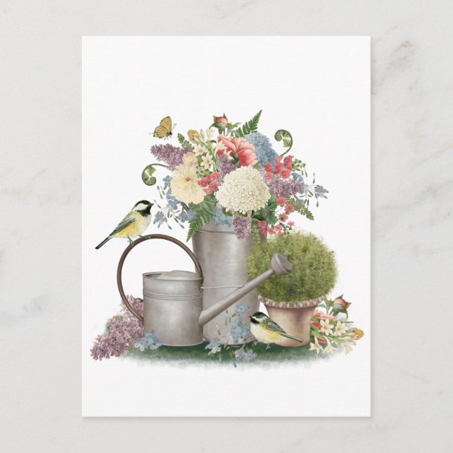 Carte Postale Jardin fleuri Vintage (Devant)