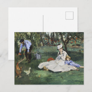 Carte Postale Jardin français vintage famille Monet Manet Impres