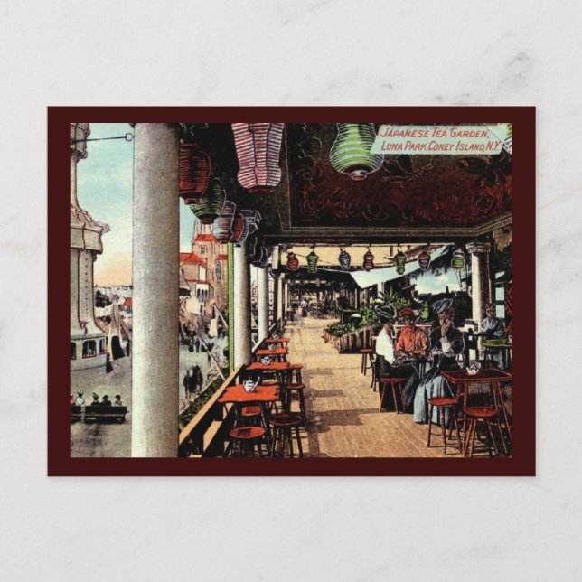 Carte Postale Jardin japonais de thé, Coney Island, NY 1912 Vint (Devant)