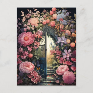 Carte Postale Jardin secret charme rétro élégant floral