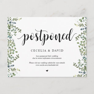 Carte Postale Jardin verdoyant, Faire-part de mariage reporté