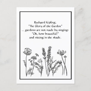 Carte Postale Jardin Verse Rudyard Kipling Aquarelle Fleurs C