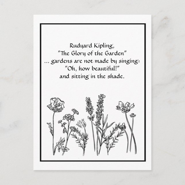 Carte Postale Jardin Verse Rudyard Kipling Aquarelle Fleurs C (Devant)