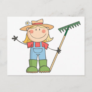 Carte Postale Jardinage Fille Agitant Un Salutation
