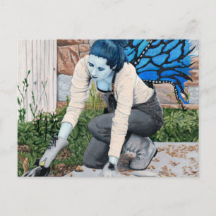 Carte Postale Jardinier de fée foncée Jardinage Imaginaire Art C