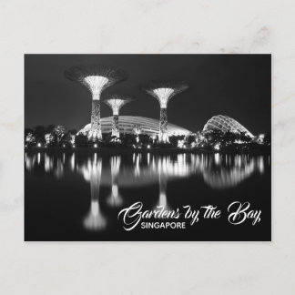 Carte Postale Jardins de la baie Singapour Black and White Postc