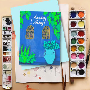 Carte Postale Jardins de Majorelle Bleu La Jardin JOYEUX ANNIVER