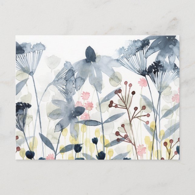 Carte Postale Jardins stratifiés - Fleurs aquarelles (Devant)