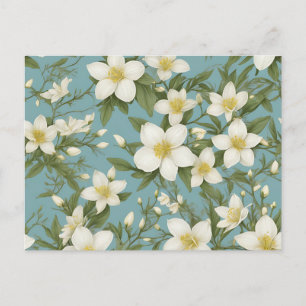 Carte Postale Jasmine d'Hiver Motif Floral avec Blanc Délicat