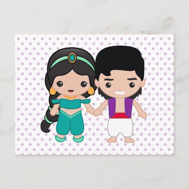 Carte Postale Jasmine et Aladdin Emoji (Devant)