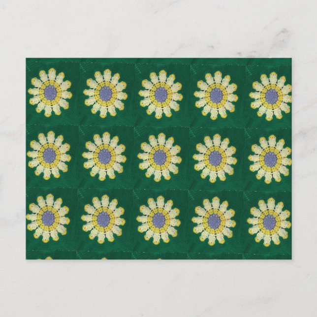 Carte postale - Jaune Daisy Motif afghan (Devant)