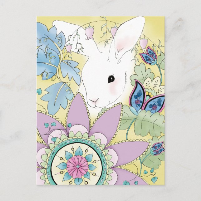 Carte postale jaune de lapin (Devant)