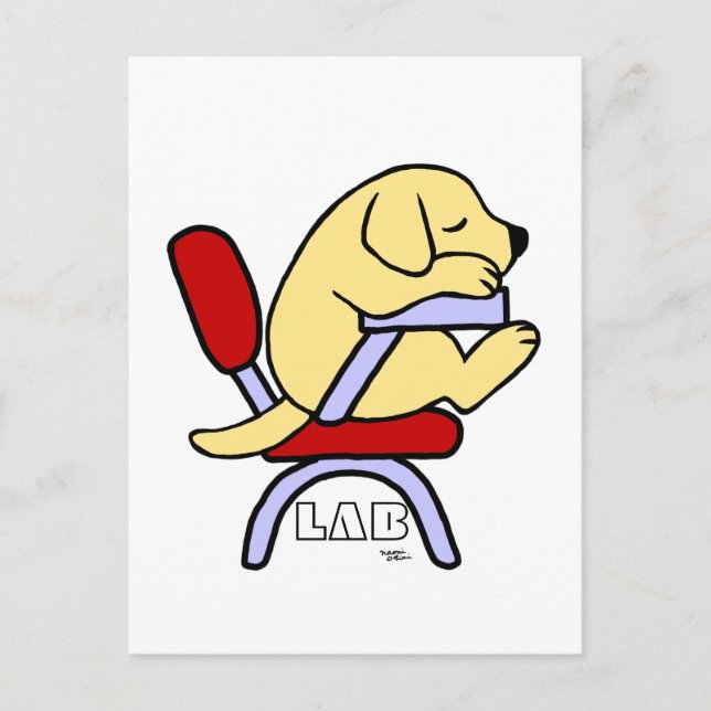 Carte Postale Jaune Labrador Student 2 Dessin (Devant)