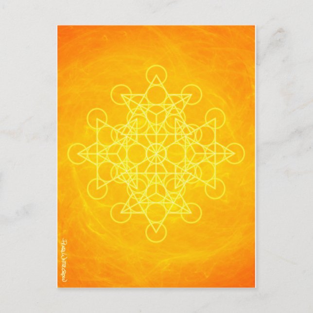 Carte Postale Jaune lumineux de la géométrie sacrée de mandala (Devant)