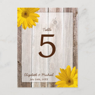Carte Postale Jaune marguerite rustique grange Mariage de table