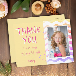 Carte Postale Jaune Merci d'anniversaire Enfants Photo