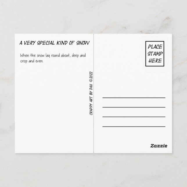 Carte postale, Jaune, Neige, Neige Jaune, Hiver (Dos)