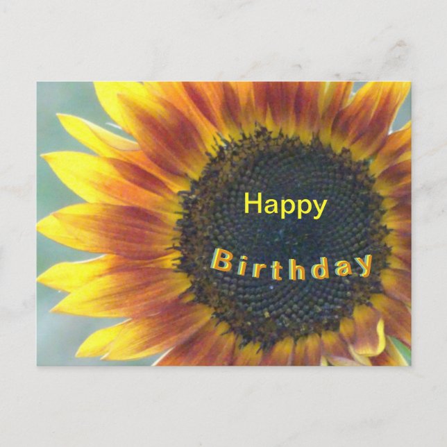 Carte postale Jaune Orange Tournesol Joyeux Annive (Devant)